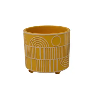 4" Yellow Geo Pattern Pot