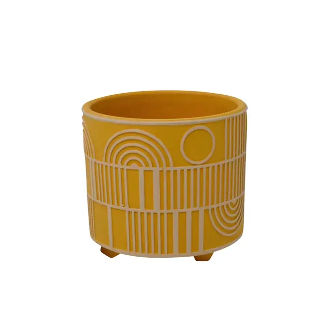 4" Yellow Geo Pattern Pot