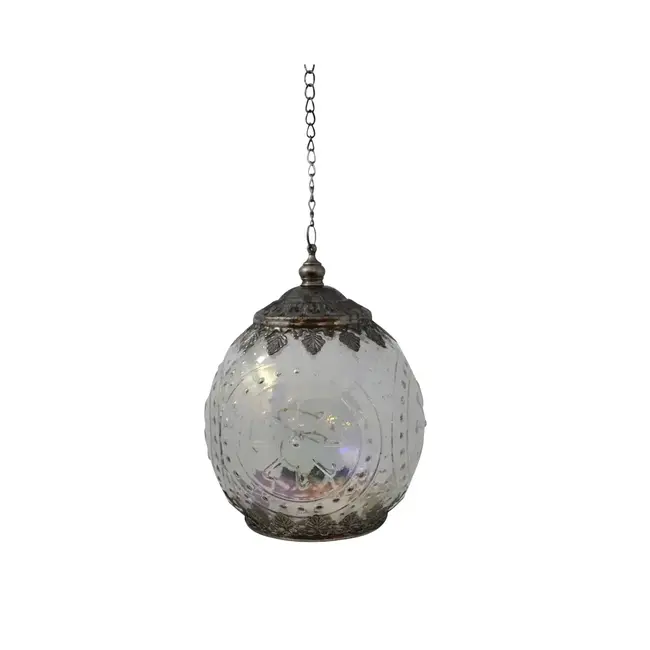 LED Iridescent Round Cream Lantern
