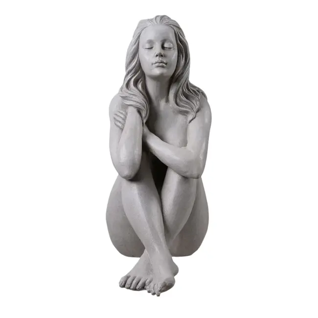 19" Thinking Lady Resin Garden Statue