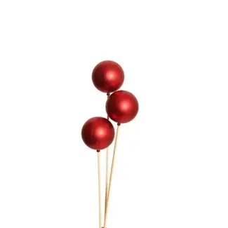 Red Matte 3 Stem Ornamental Balls
