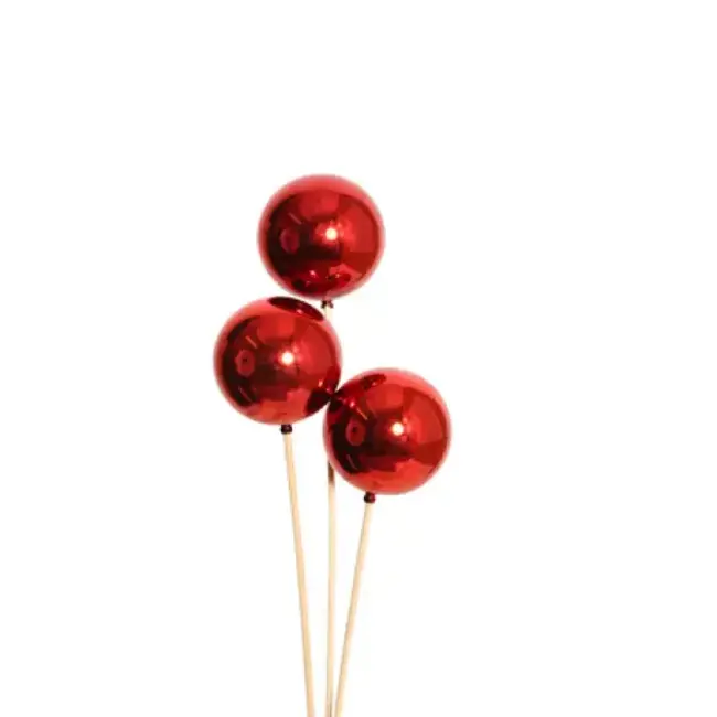 Red Glossy 3 Stem Ornamental Balls