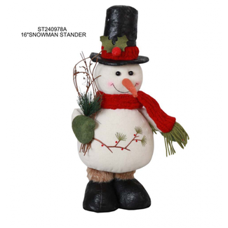 16" Standing Snowman w/ Top Hat