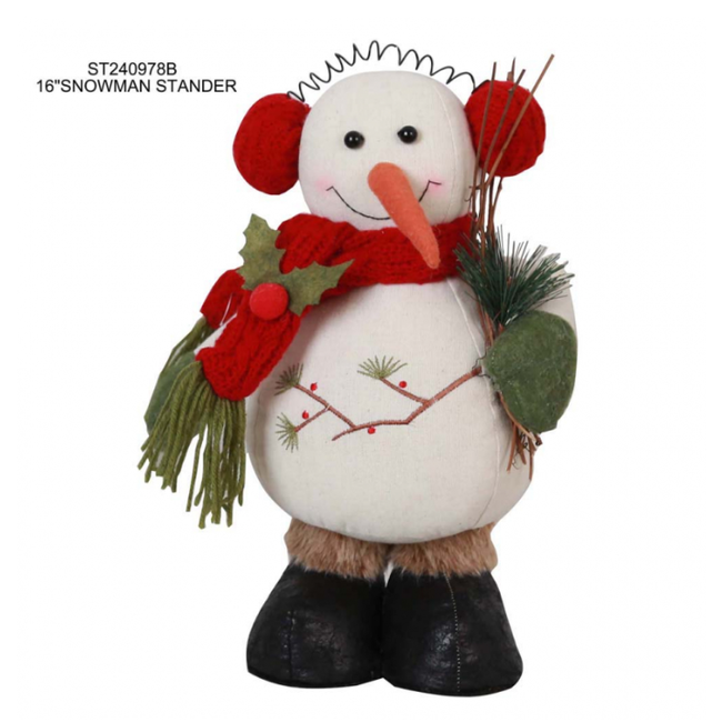 16" Standing Snowman w/ Earmuffs