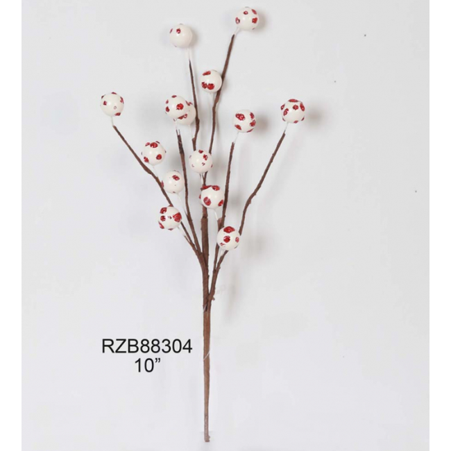 10" White Candy Cane Pick