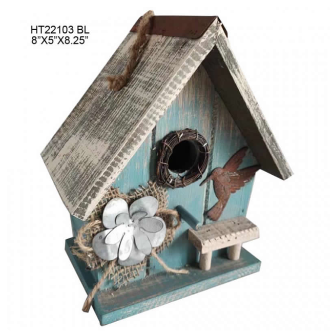 Wooden Blue Bird House