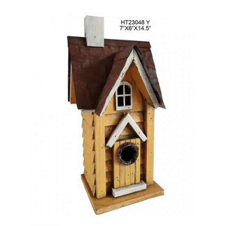 Tall Wooden Green Birdhouse