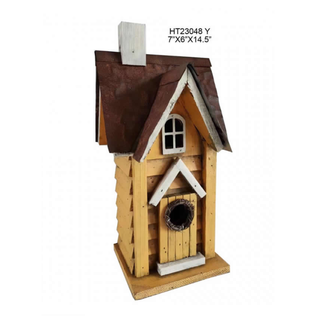 Tall Wooden Green Birdhouse
