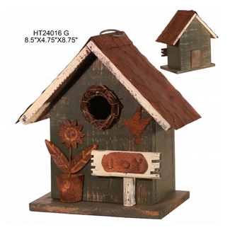 Wooden Green Birdhouse