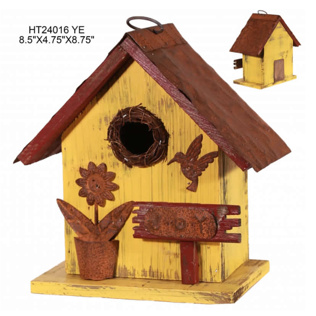 Wooden Yellow Birdhouse