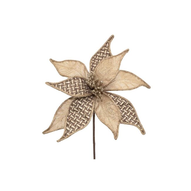 22" Gold Jute Poinsettia Pick
