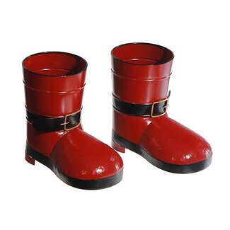 Red Metal Boot Planter
