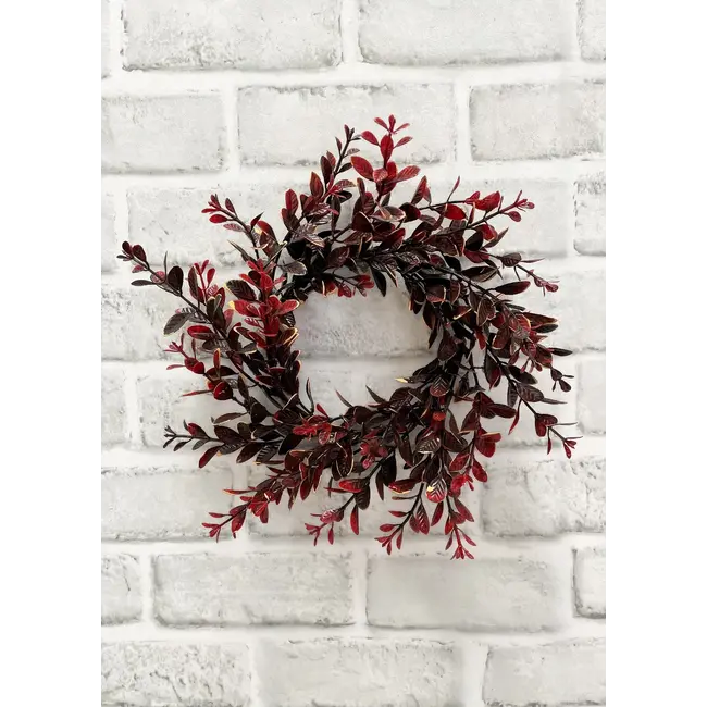 9" Burgundy Euonymus Candle Ring