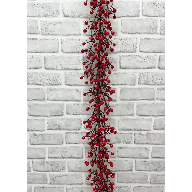 5' Shiny Red Berry Garland
