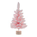 24" Pink/White Flocked Table Top Tree w/ Wooden Base