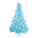 8' Flocked Sky Blue Spruce White LED Tree