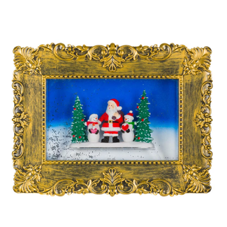 LED Gold Frame Snow Globe w/ Santa