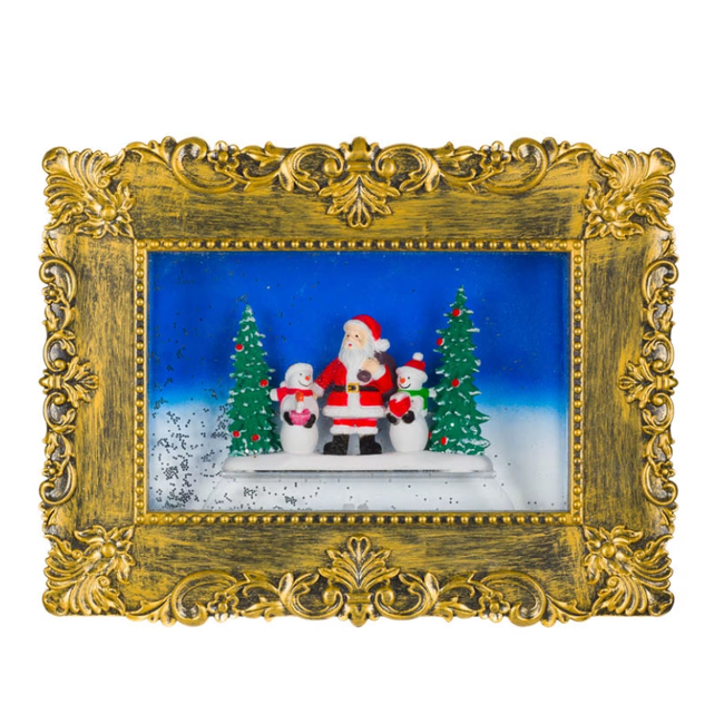 LED Gold Frame Snow Globe w/ Santa