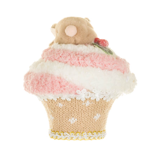 Sparkly Pink & White Fleece Mouse Cake Doll