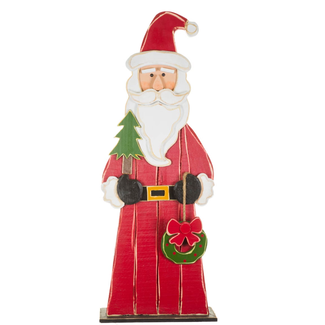 43" Wooden Santa w/ Wreath