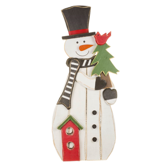 3' Wooden Snowman w/ Birdhouse