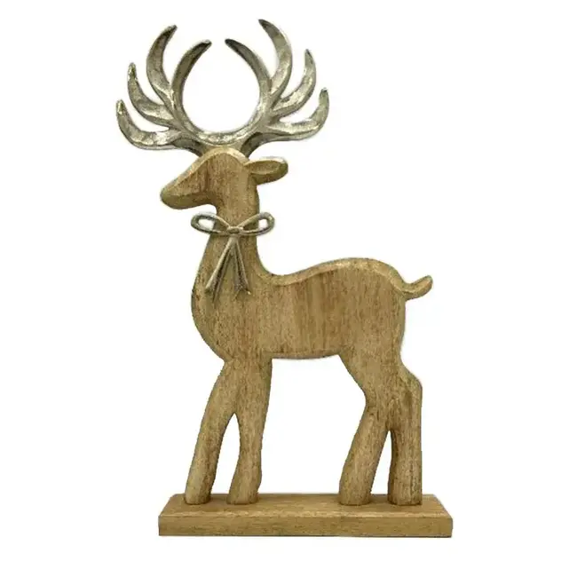 Wooden Deer w/ Metal Antlers