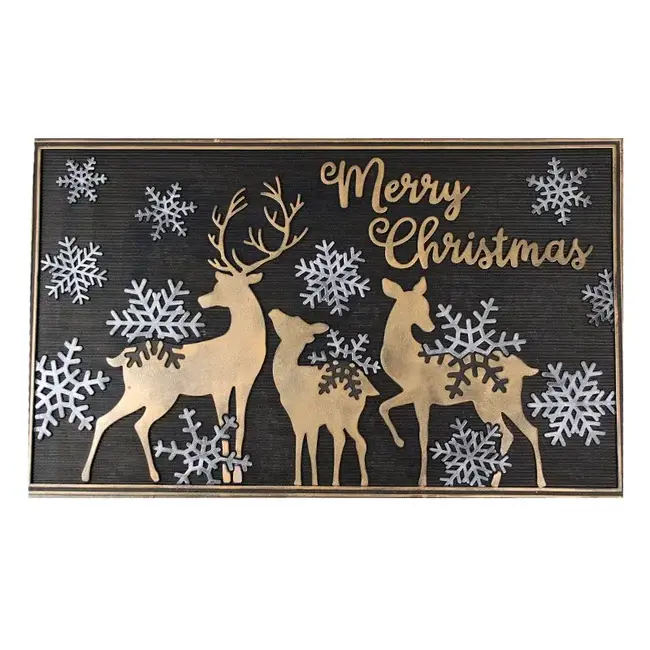 Merry Christmas Deer Rubber Doormat