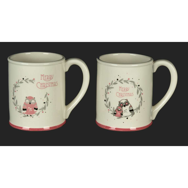 White Ceramic Mug w/ Owl