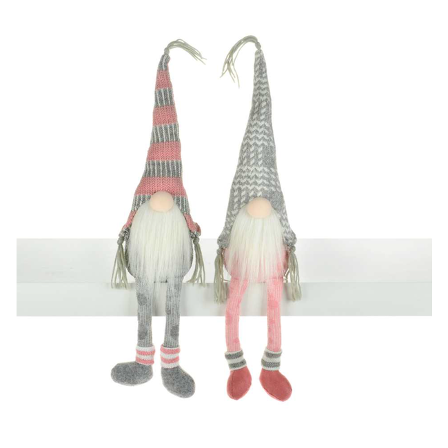 13" Pink/Grey Dangly Leg Gnome