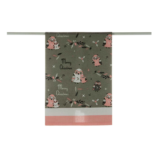 Pink/Grey Owl Tea Towel