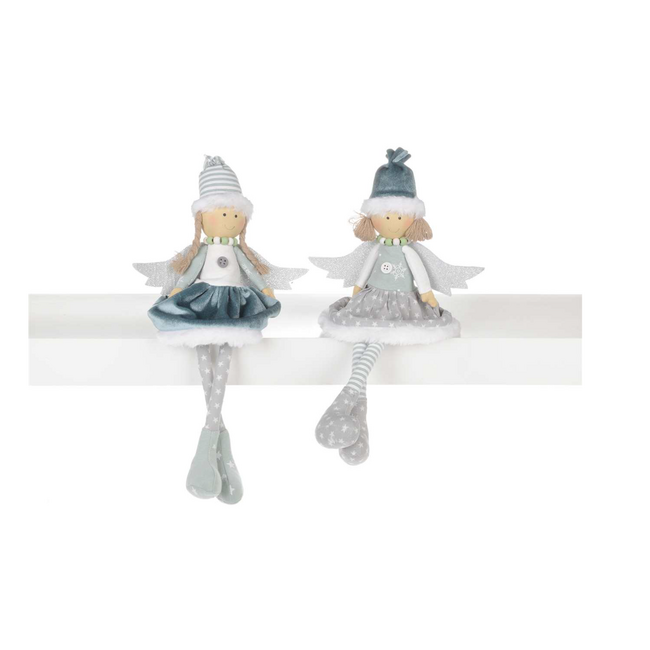 13" Blue Fabric Sitting Angel