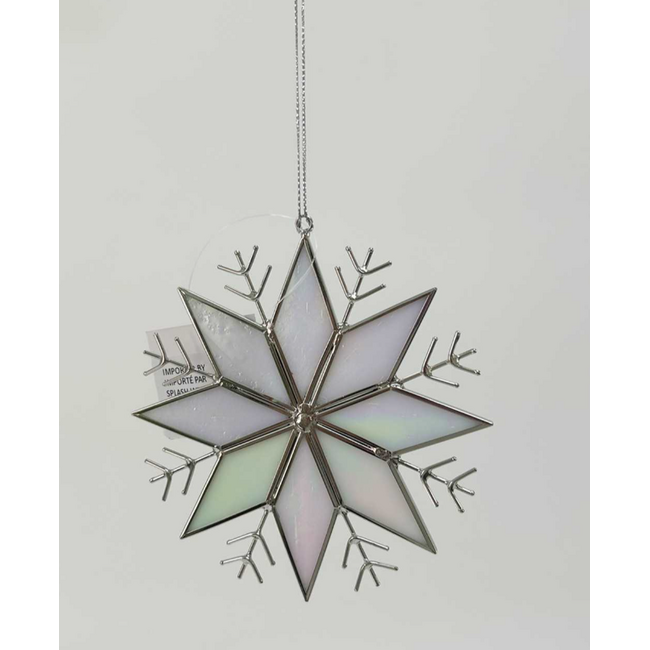 Stained Glass Snowflake Suncatcher Ornament