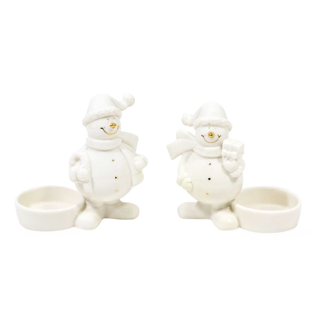 Porcelain Snowman Candle Holder