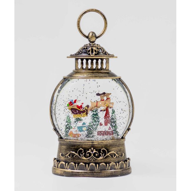 LED Water Spinner Lantern w/ Santa Sleigh