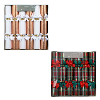 Foil Christmas Crackers w/ Bow Asst (6pk)