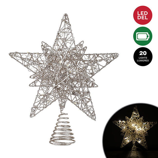 LED Glitter Wire Star Tree Topper