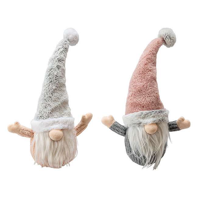 Grey/Pink Standing Santa Gnome