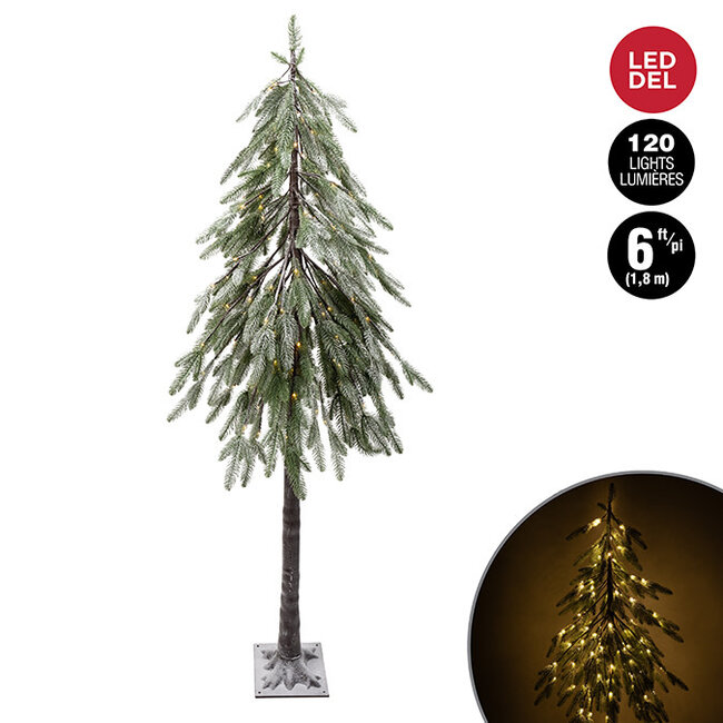 6' Prelit Down Sweep Snowy Pine Tree