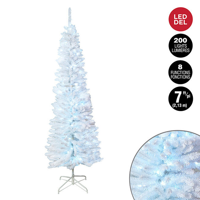 7' Prelit White Slim Tree