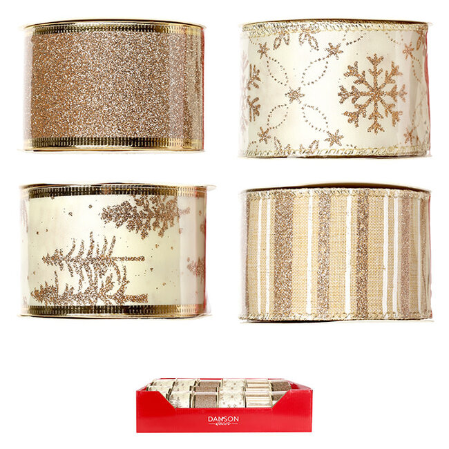 Gold Fabric Ribbon w/ Wired Edge