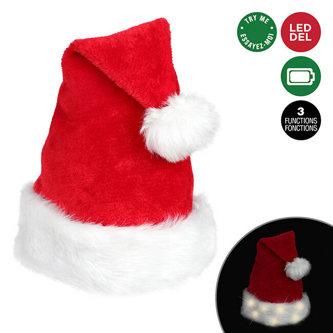 Light Up Plush Hat in Santa Design LED