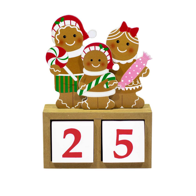 Wood Gingerbread Family Countdown