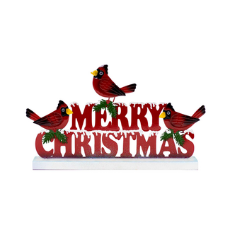 Merry Christmas w/ Cardinals Shelf Deco