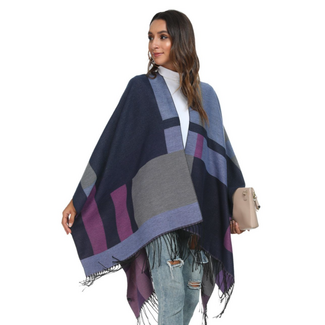 Purple Plaid Poncho