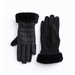 Black Faux Fur Trimmed Texting Gloves