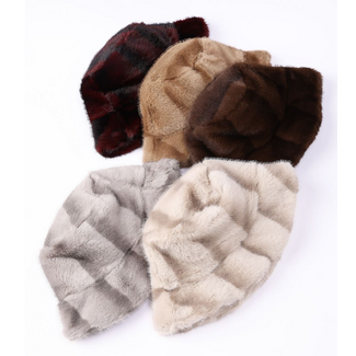 Faux Fur Bucket Hat Asst