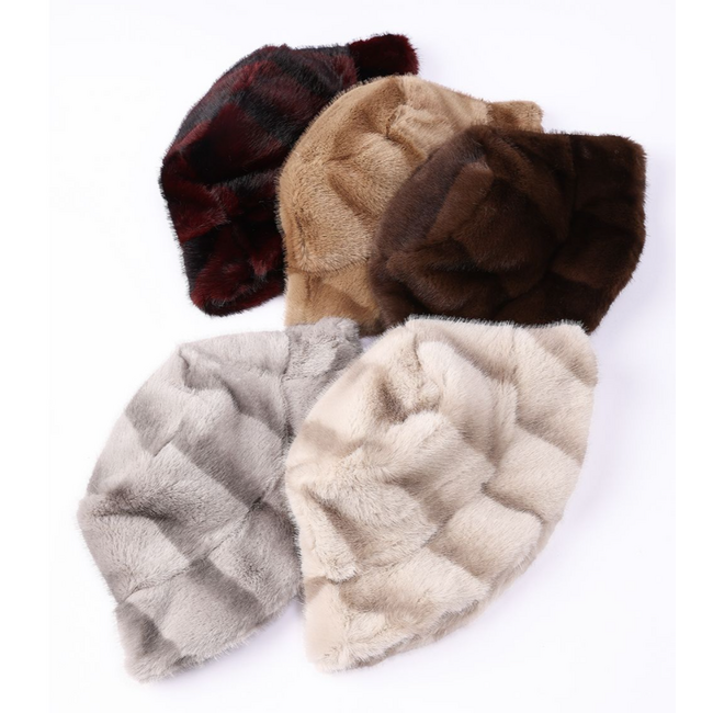 Faux Fur Bucket Hat Asst