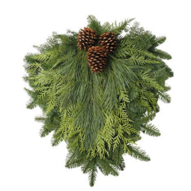 22" Evergreen w/ Cones Swag
