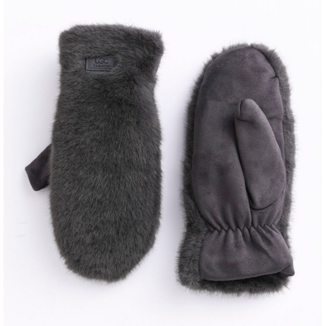 Half Faux Fur Mittens