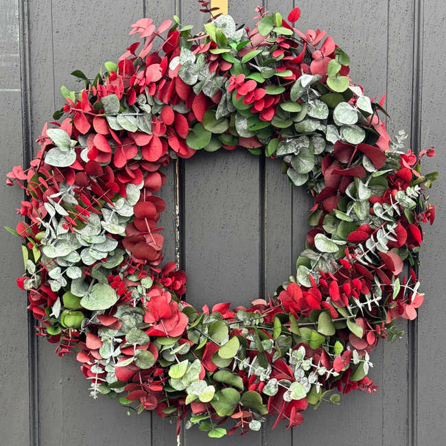 24" Red/Green Dyed Wreath